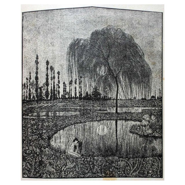 Giovanni Guerrini, Specchio (Mirror), Original Woodcut on Paper, 20th Century For Sale