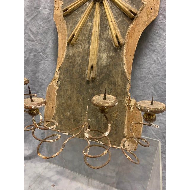 18th Century 18th Century Sunburst Wall Sconce With Curly Arms For Sale - Image 5 of 6