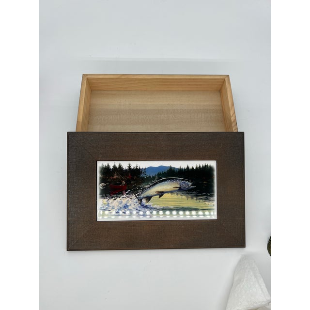 Vintage Wooden Box Fishing Theme For Sale In Jacksonville, FL - Image 6 of 11