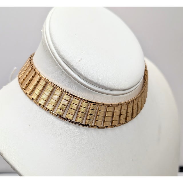 Mid-Century Modern Vintage 1970s Signed Napier Goldtone Collar Necklace For Sale - Image 3 of 10