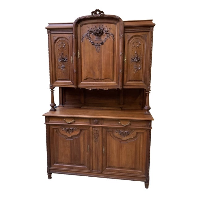 Antique Art Nouveau Credenza in Walnut, 1910 For Sale
