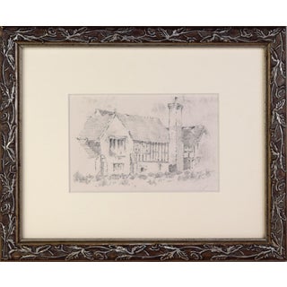 Antique English Drawing of Tudor Cottage 1906 For Sale