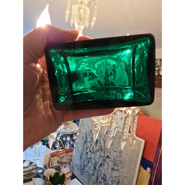Antique Bohemian Glass Moser Emerald Crystal Jewel Box For Sale - Image 11 of 11
