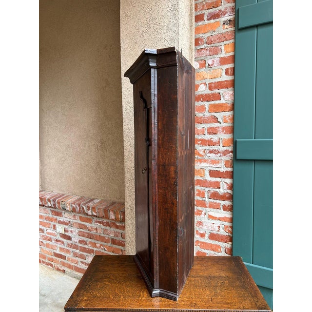 Antique English Oak Wall Corner Cabinet Georgian Hanging Cupboard Gothic C1790 For Sale - Image 11 of 18