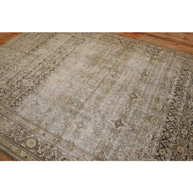 Early 20th Century Persian Green Malayer worn Rug