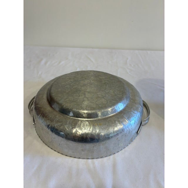 Vintage Hammered Aluminum Lidded Serving Dish With Tulip Finial For Sale - Image 12 of 15