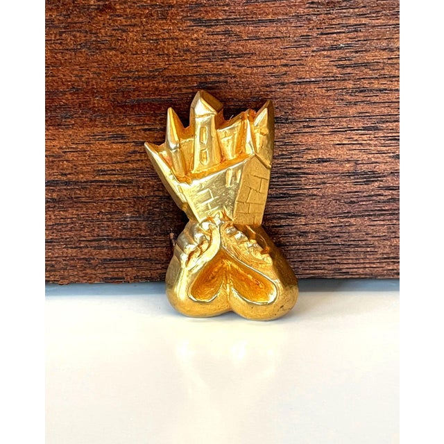 Mid-Century Modern Gilt Bronze Brooch Chateau en Espagne by Line Vautrin For Sale - Image 3 of 11