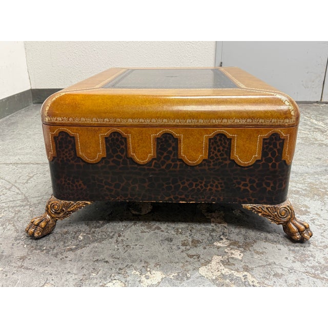 Late 20th Century Maitland-Smith Leather Clad Storage Coffee Table, Vintage For Sale - Image 5 of 12