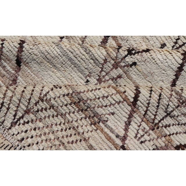 Large Modern Moroccan Hand-Knotted Rug W/ Tribal Diamond Design in Natural Tones 10'2 X 13'10 For Sale - Image 9 of 10