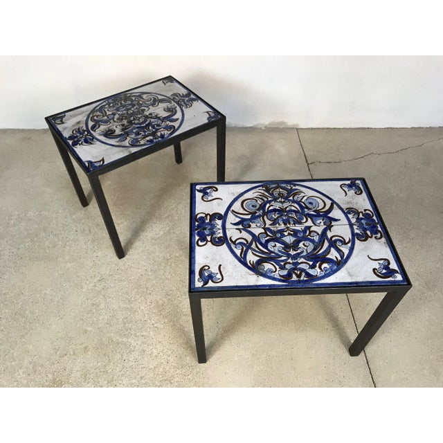Italian Ceramic & Steel Side Tables or Nightstands, 1970s, Set of 2 For Sale - Image 17 of 18