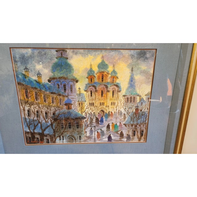 Figurative Original Watercolor Anatole Krasnyansky Russia - Old Monastery For Sale - Image 3 of 7