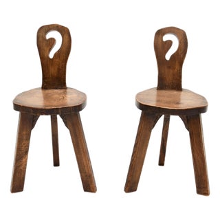 Vintage Brutalist Side Chairs in Elm, 1950, Set of 2 For Sale