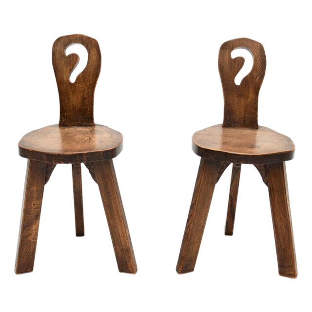 Vintage Brutalist Side Chairs in Elm, 1950, Set of 2 For Sale