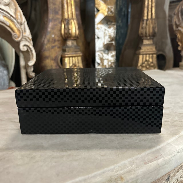 Black Checkered Lacquer Box For Sale - Image 11 of 11