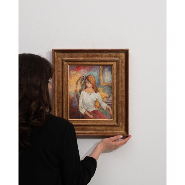 Mid 20th Century France Pink Canvas Painting For Sale - Image 13 of 15