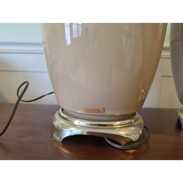 Glass Vintage 1983 Chinoiserie Ginger Jar Table Lamps - Matching Pair by Cycle II Corp For Sale - Image 7 of 16