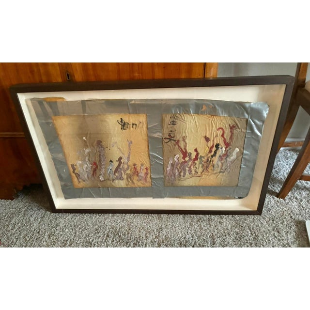 Wood Unique Purvis Young Mixed Media Painting, Signed, 21.75” X 35.75” For Sale - Image 7 of 10