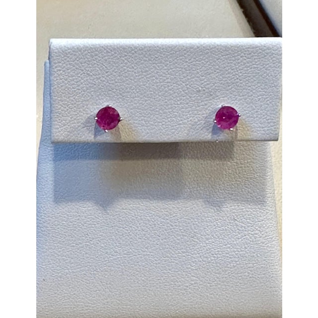 1 Carat Solitaire Natural Ruby Earrings 4 Prongs Screw Back 14 Karat White Gold For Sale - Image 10 of 18