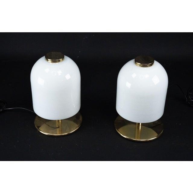 Italian Lattimo Murano Glass Mushroom Bedside Lamps, 1980s, Set of 2 For Sale - Image 6 of 13