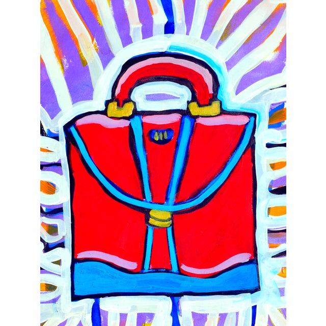 Hot Pink Handbag Abstracted Pop Art in Acrylic on Paper by Michael William Eggleston For Sale - Image 4 of 5