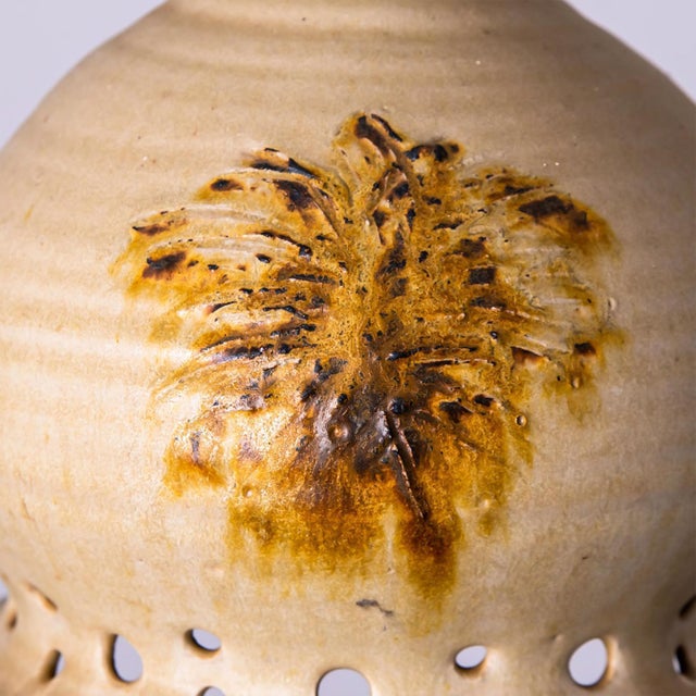 Round Brown Terra Ceramic Pendant Light, Denmark, 1970s For Sale - Image 6 of 15