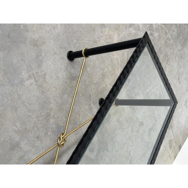 Metal Vintage Textured Forged Iron and Glass Coffee Table with Gilt Knot Detail, 1970s For Sale - Image 7 of 11