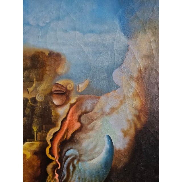 Mihailo Djokovic Tikalo, Surrealist Scene, 1983, Oil on Canvas For Sale - Image 7 of 9