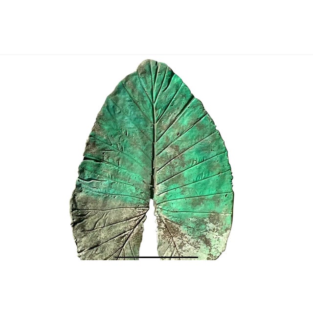 Vintage Monumental Boho Cast Concrete Elephant Ear Leaf For Sale - Image 9 of 14