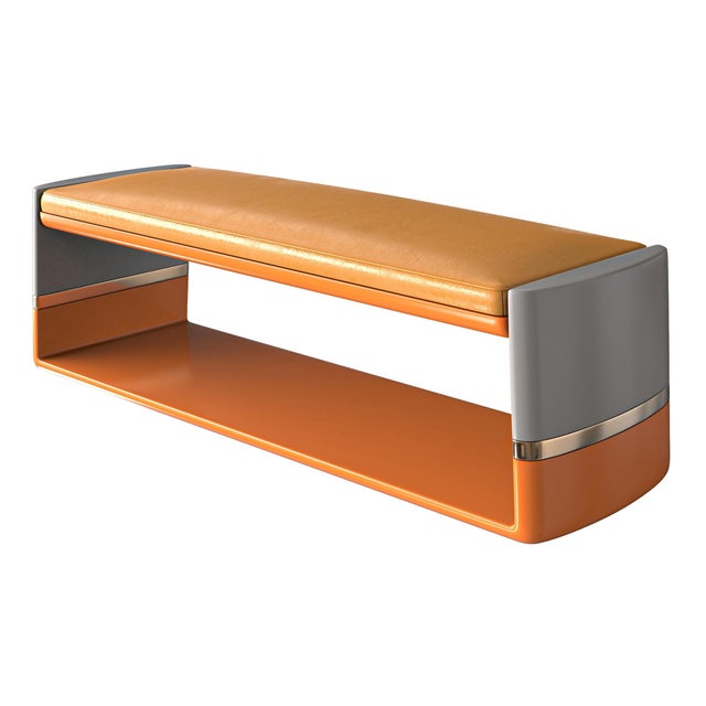 Not Yet Made - Made To Order "Candice" Bench, Stainless Steel, Bronze Details, Handmade For Sale - Image 5 of 7
