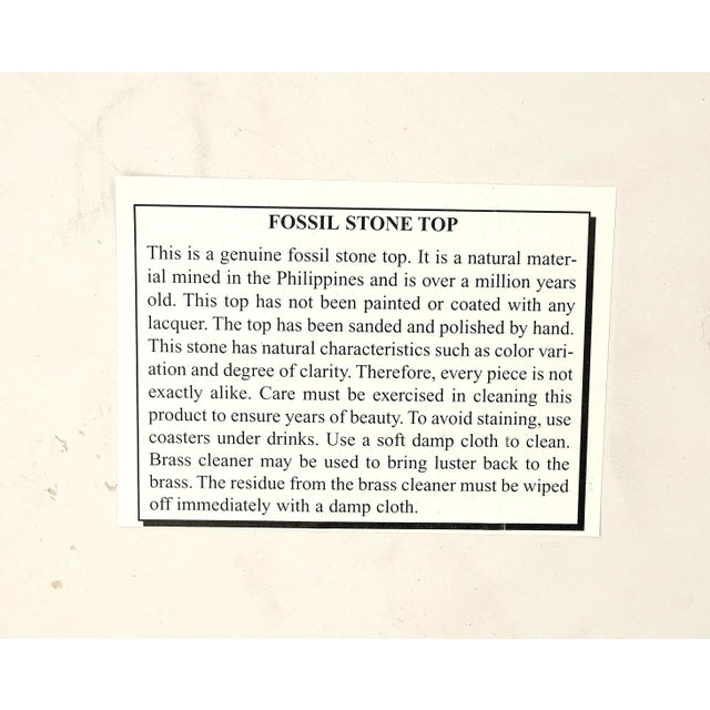 Tessellated Stone Fossil Top Brass Inlay Square Coffee Table on Cabriole Legs For Sale - Image 10 of 12