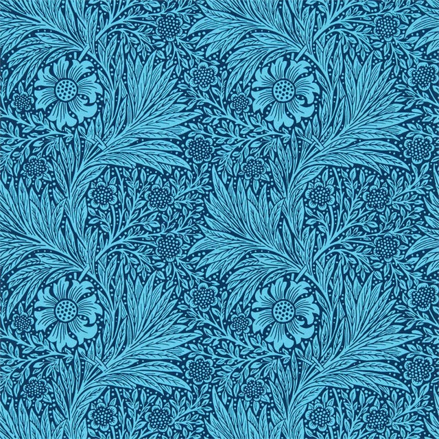 Morris & Co Marigold Wallpaper in Navy - a Sample For Sale