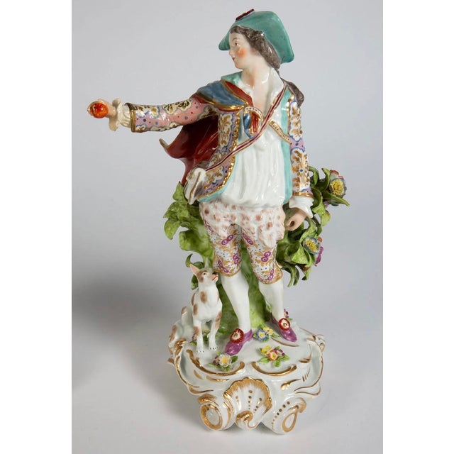 French Antique Old Paris Porcelain Figure of Imperial Shepherd & Dog For Sale - Image 3 of 5