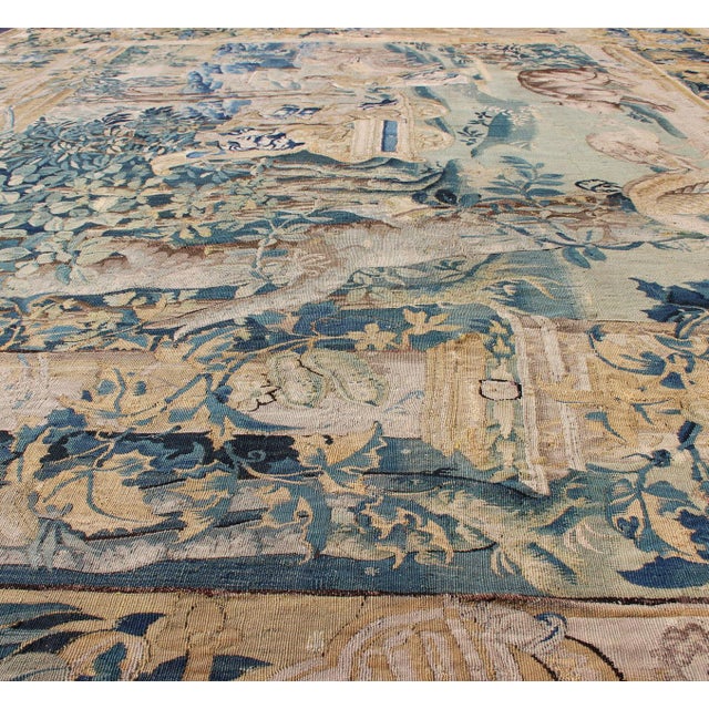 Blue Antique Mid-18th Century European French Beauvais Tapestry For Sale - Image 8 of 18