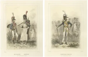 After Raffet, Napoleonic Military Musicians, Sapper, Horn Player, and Drum Major, 1859, Print