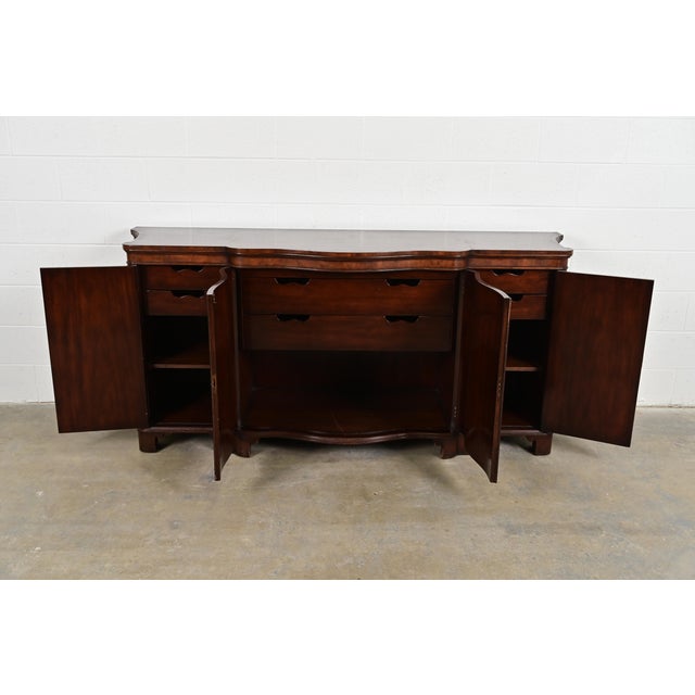 Baker Furniture Georgian Inlaid Flame Mahogany Sideboard or Bar Cabinet For Sale In South Bend - Image 6 of 14