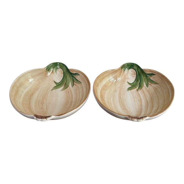 1980s Italian Sprouted Garlic Bowls, a Pair For Sale