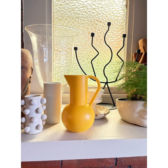 Modern Sculptural Matte Yellow Ceramic Pitcher For Sale In Seattle - Image 6 of 8