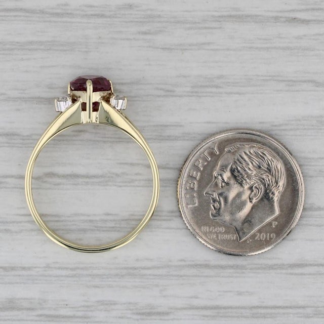 Metal 1.35ctw Pear Ruby Diamond Ring 14k Yellow Gold Size 6.5 For Sale - Image 7 of 8