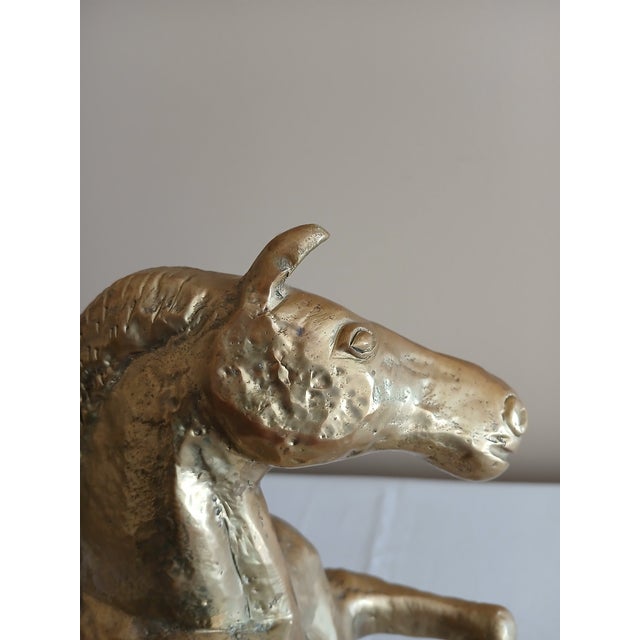 Vintage Rearing Brass Horse Statue For Sale In Minneapolis - Image 6 of 11