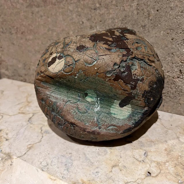 1970s Sculptural Art Pottery Abstract Green Sphere For Sale - Image 4 of 9