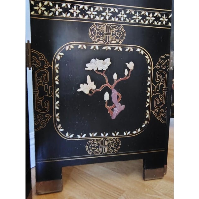 Mid 20th Century Chinese Export Six Panel Carved Soapstone Coromandel Screen For Sale - Image 10 of 16