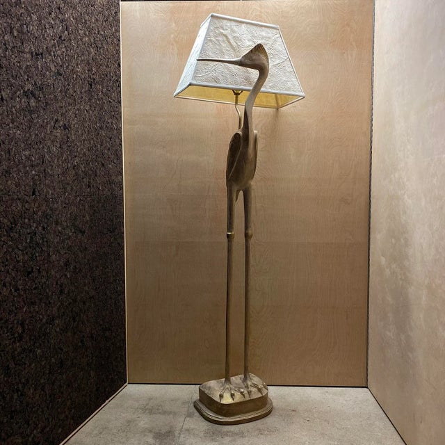Wood Late 20th Century Post Modern Wood Crane Floor Lamp For Sale - Image 7 of 12