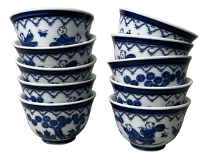 Sencha Cups with Karako Decor, Japan, 1930s, Set of 10