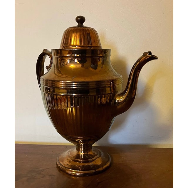 Coffee Large Antique Early 19th Century English Staffordshire Urn Shape Copper Luster Coffee Pot For Sale - Image 8 of 11