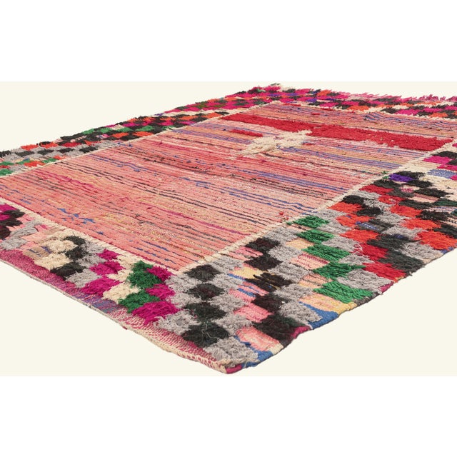 22008 Vintage Azilal Boucherouite Moroccan Rug, 06'00 x 06'03. The Barley Covenant: A Vintage Azilal Moroccan Masterpiece...
