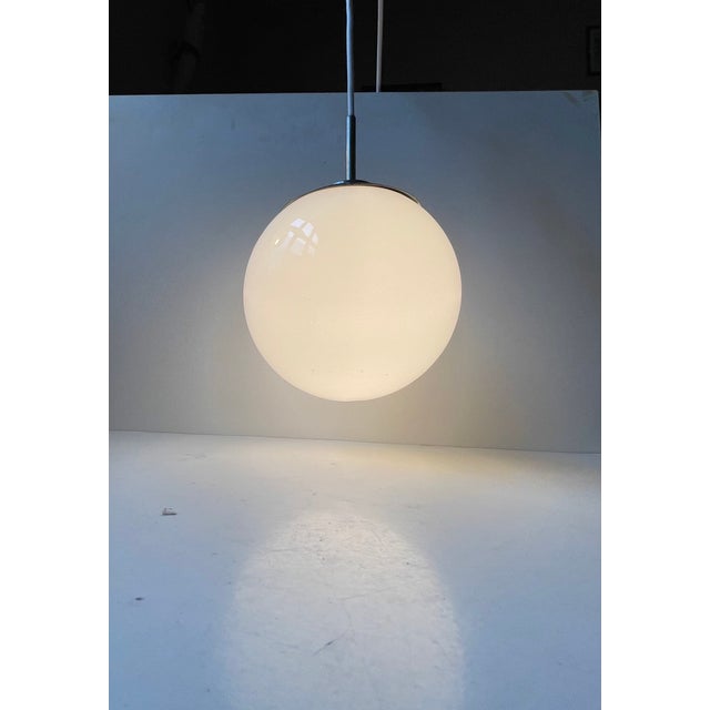Bauhaus Bauhaus White Opaline Glass Pendant Lamp from Lyfa, 1930s For Sale - Image 3 of 8