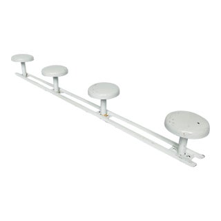 Mid 20th Century French White Enamel Four Peg Coat Rack For Sale