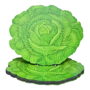 Set of Eight Green Cabbage Leaf Placemats, Acrylic Coated