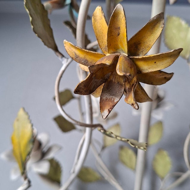 French Toleware Floral Chandelier, 1960s For Sale - Image 4 of 9