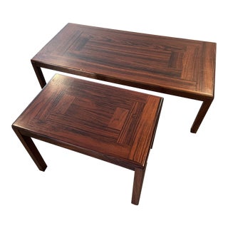 1980s Danish Modern Rosewood Coffee Table and End Table - Set of 2 For Sale